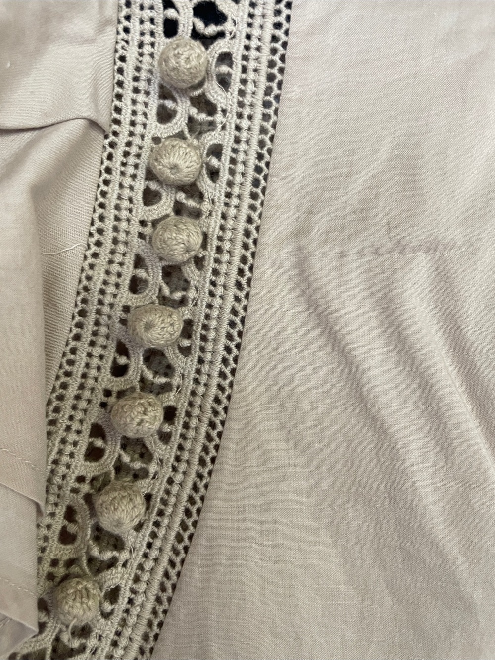 INC International Concepts Taupe Crochet-Trim Drawstring Flutter Top - Picture 4 of 8